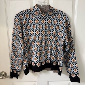 The Carys Mock-Neck Sweater by
Maeve - Jacquard Knit Pattern